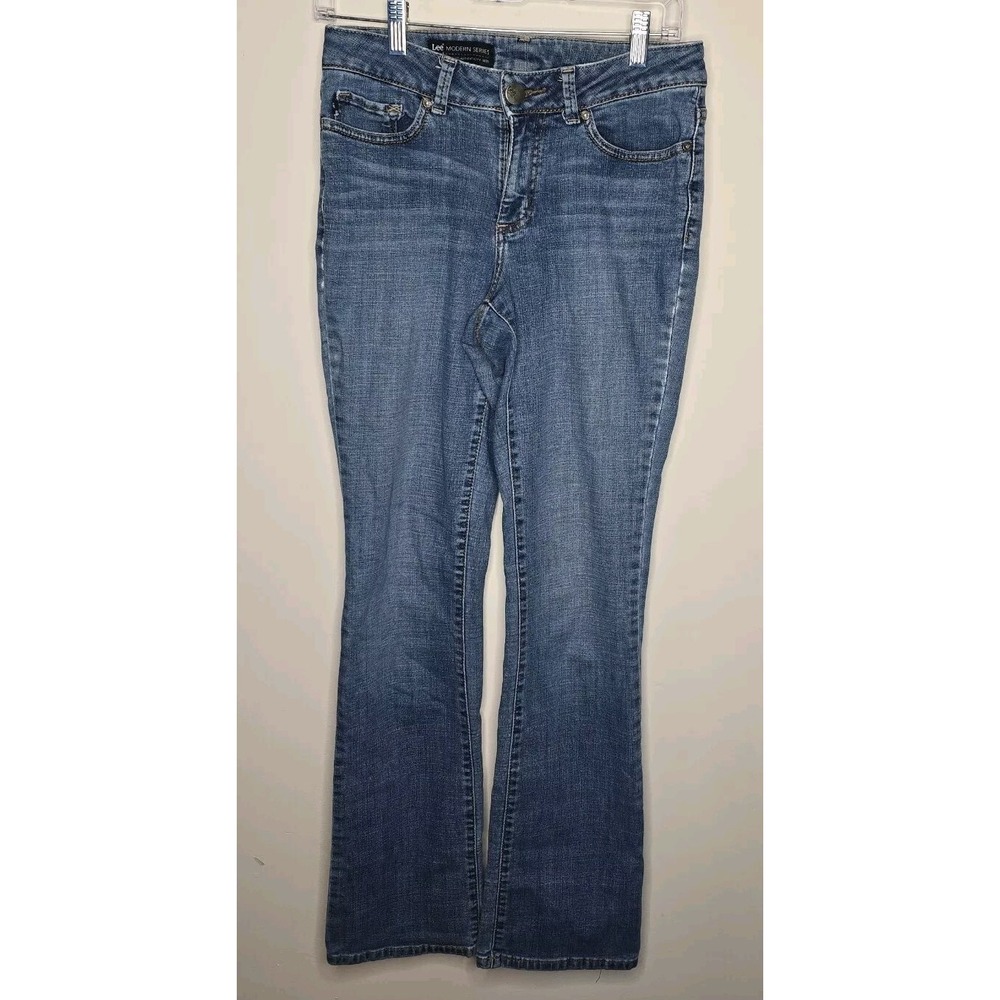 Lee Jeans Womens W27 L31 Blue Modern Series Bootcut Cotton Western Whiskered